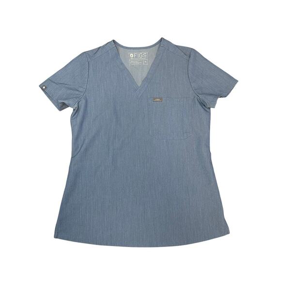 Figs Catarina One-Pocket Scrub Top HEATHERED INDIGO Extra Small - Picture 1 of 5